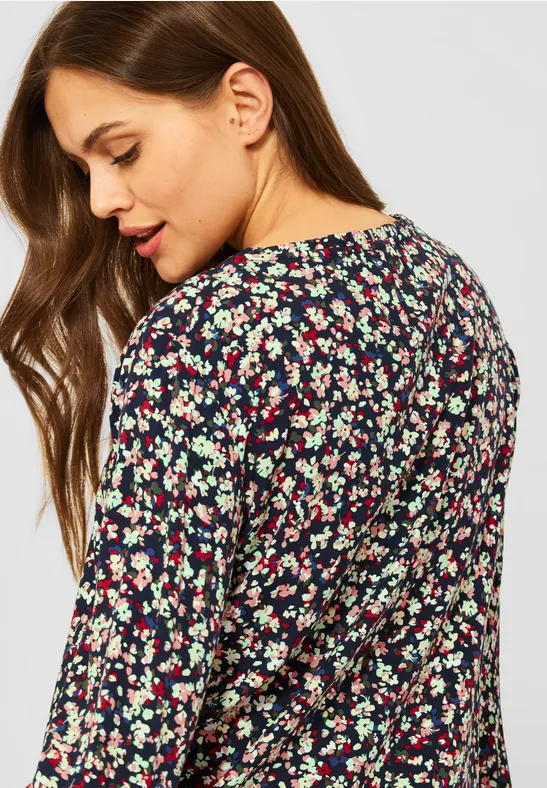 Blouse met meerkleurige print deep blue