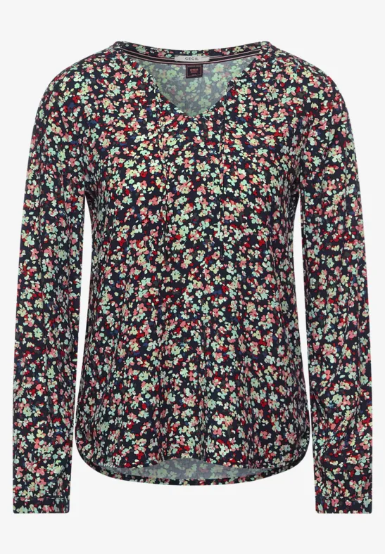 Blouse met meerkleurige print deep blue