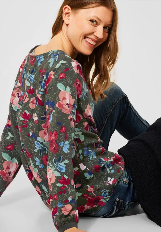 Chemisier avec imprimé et zip utility olive