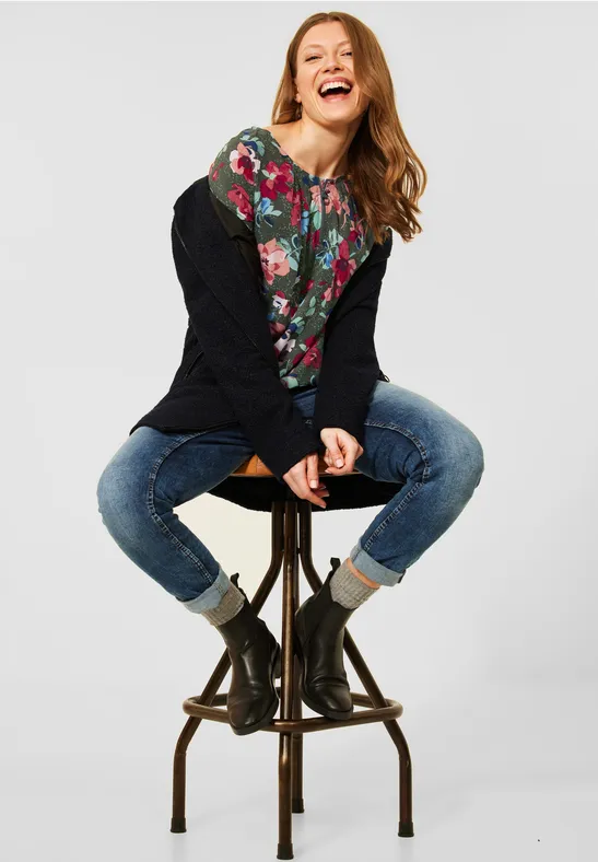 Chemisier avec imprimé et zip utility olive