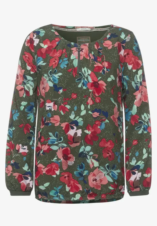 Chemisier avec imprimé et zip utility olive