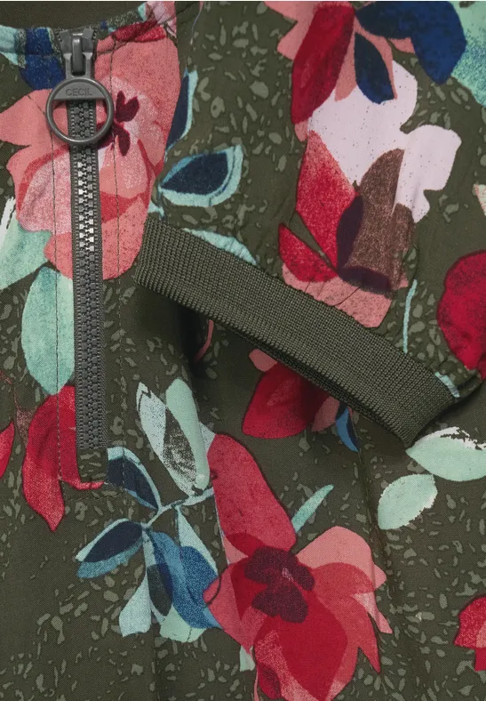 Chemisier avec imprimé et zip utility olive