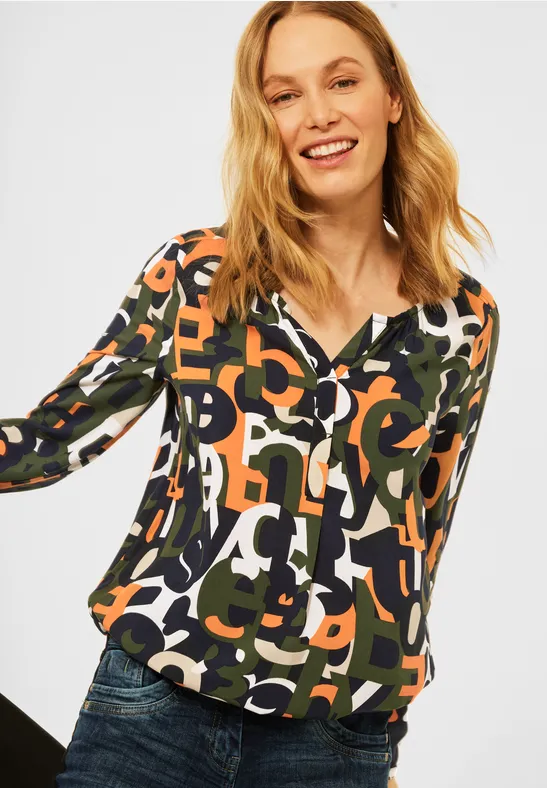 Blouse met print utility olive