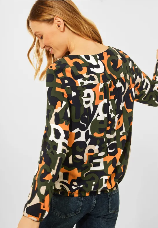 Blouse met print utility olive