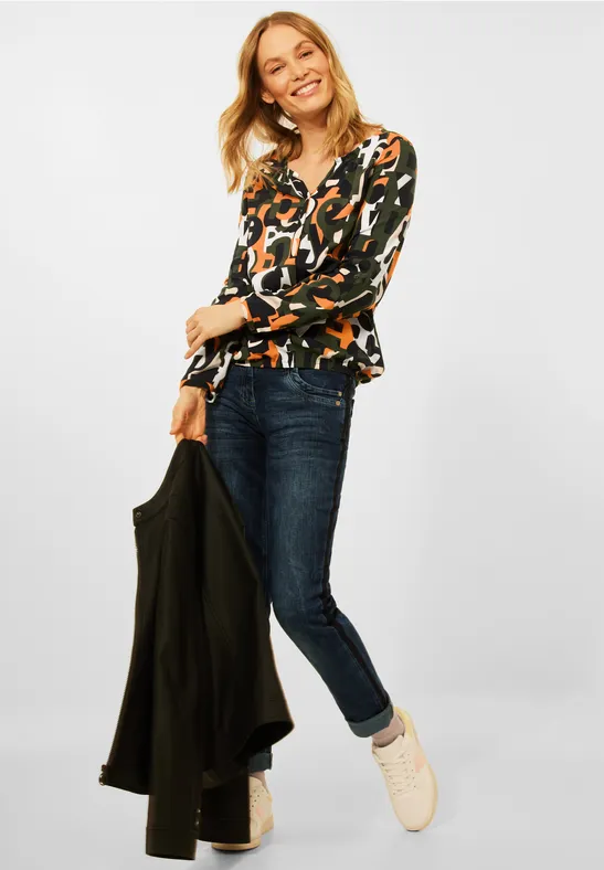 Blouse met print utility olive