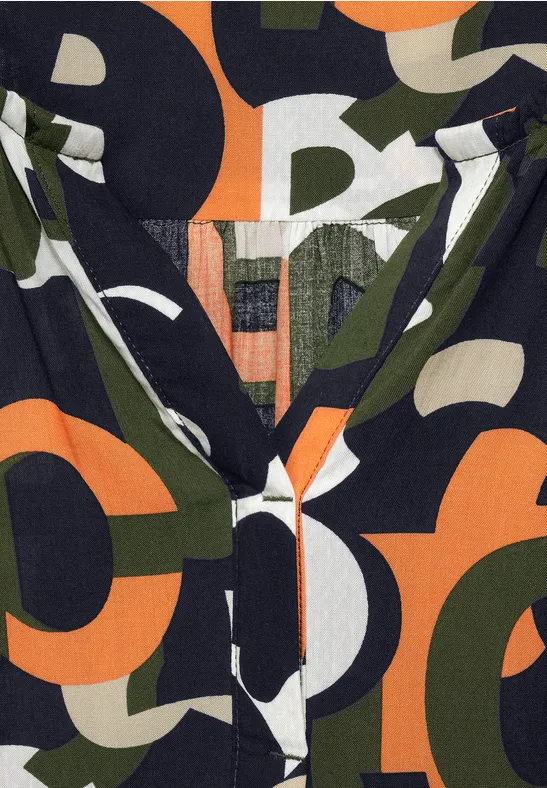 Blouse met print utility olive