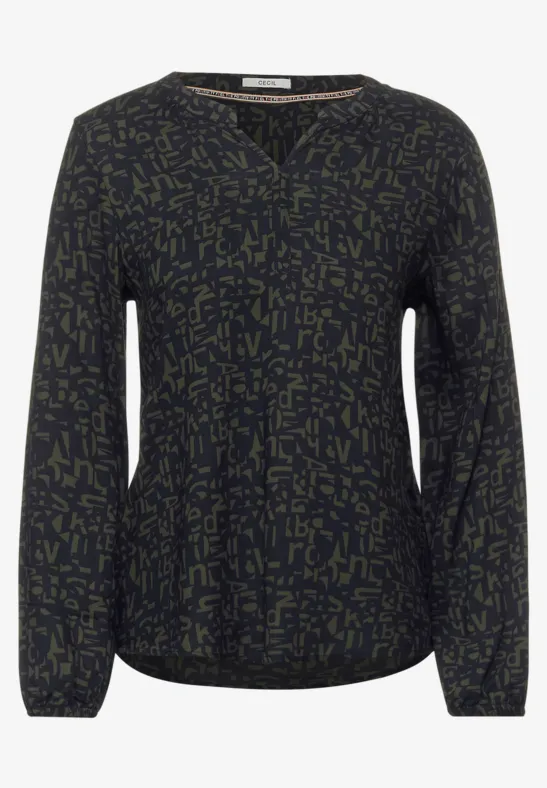 Blouse met print deep blue