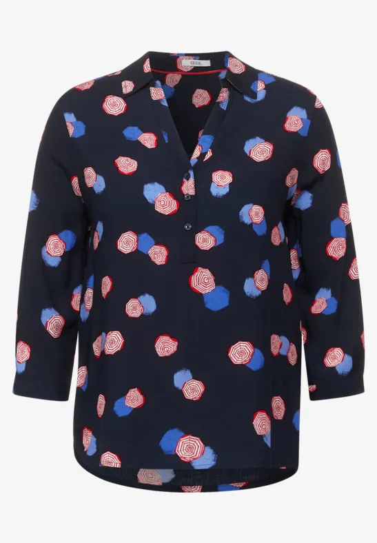 Bluse mit Printmix deep blue