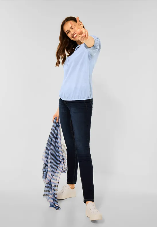 Raglan blouse in effen kleur blouse blue