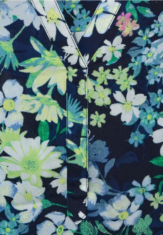 Bluse mit Blumen Print deep blue