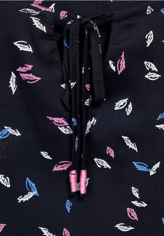 Blouse met onopvallende print deep blue