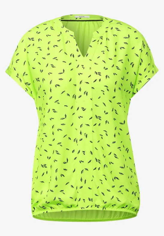 Bluse mit Minimal Muster bright lemon yellow