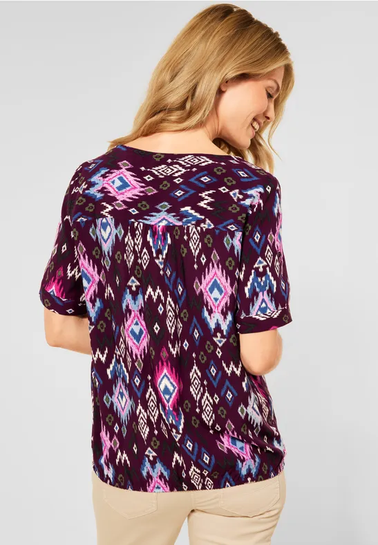 Blouse met print berry juice red