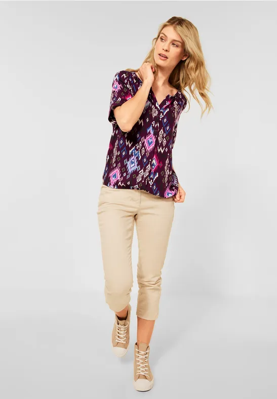 Blouse met print berry juice red