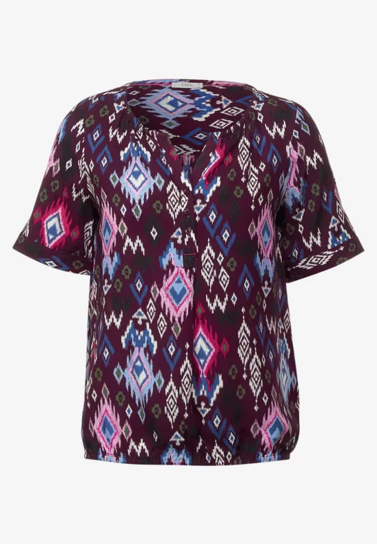 Blouse met print berry juice red