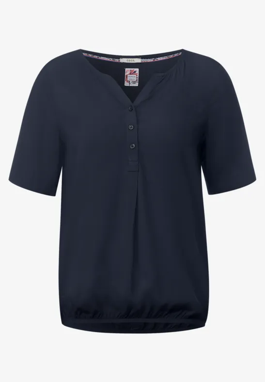 Bluse mit Gummizug im Saum deep blue