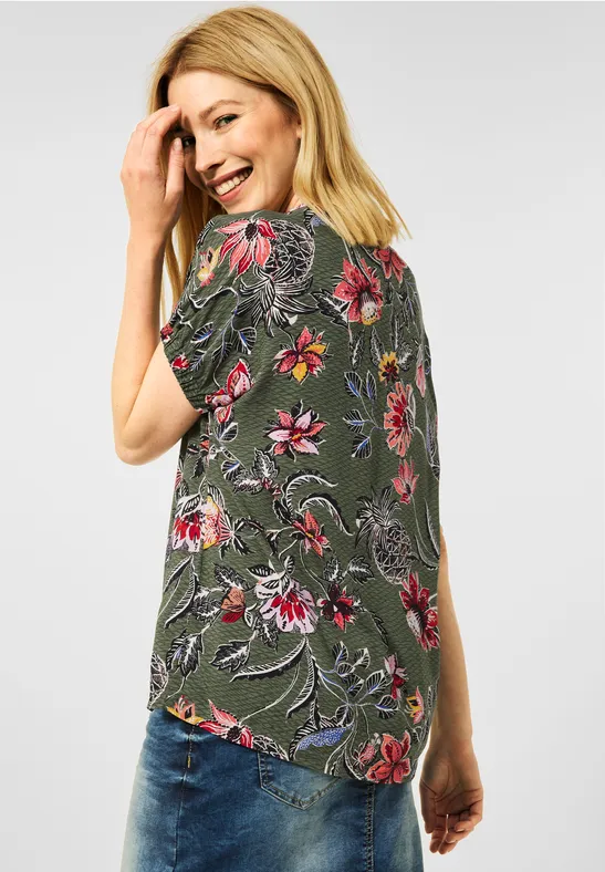 Blouse met bloemenprint desert olive green