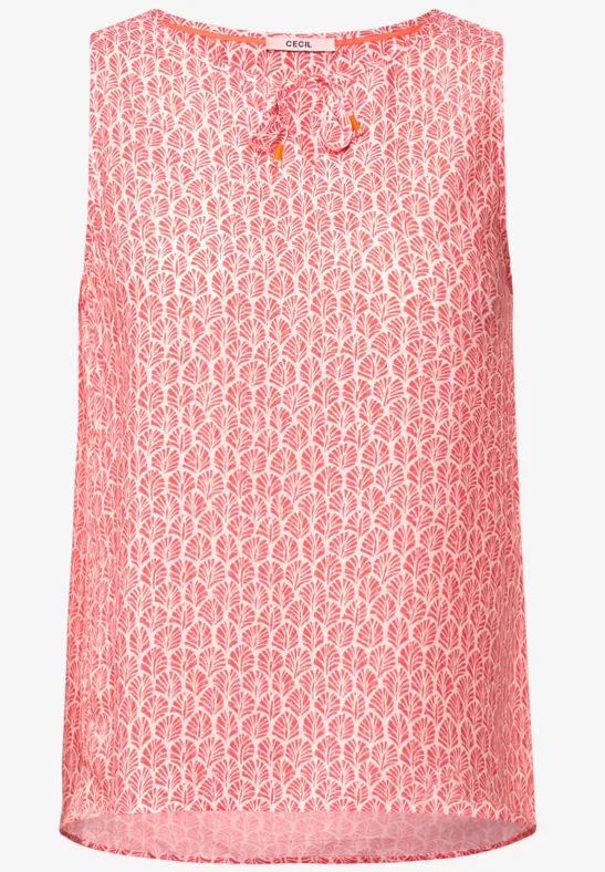 Blousetop met patroon sunset coral