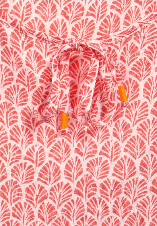 Blousetop met patroon sunset coral