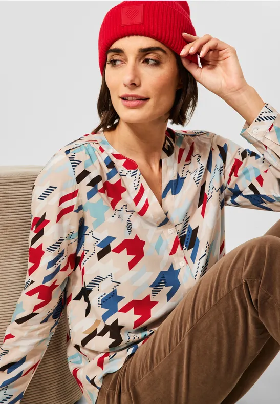 Blouse met multicolour print vanilla white