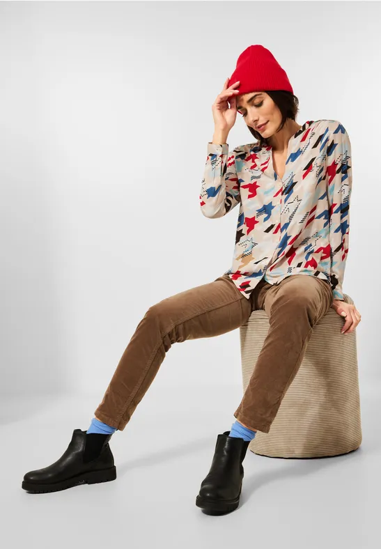 Blouse met multicolour print vanilla white