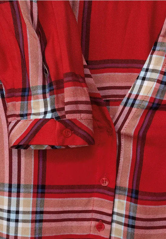 Geruite blouse strong red