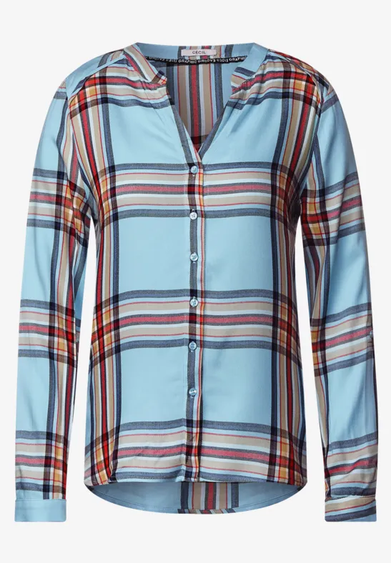 Karo Bluse faded blue