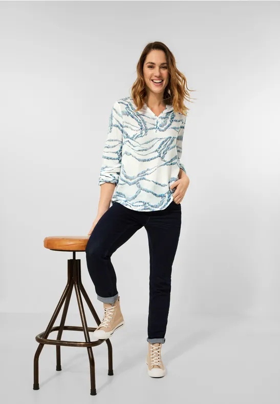 Multicolour viscose blouse. vanilla white
