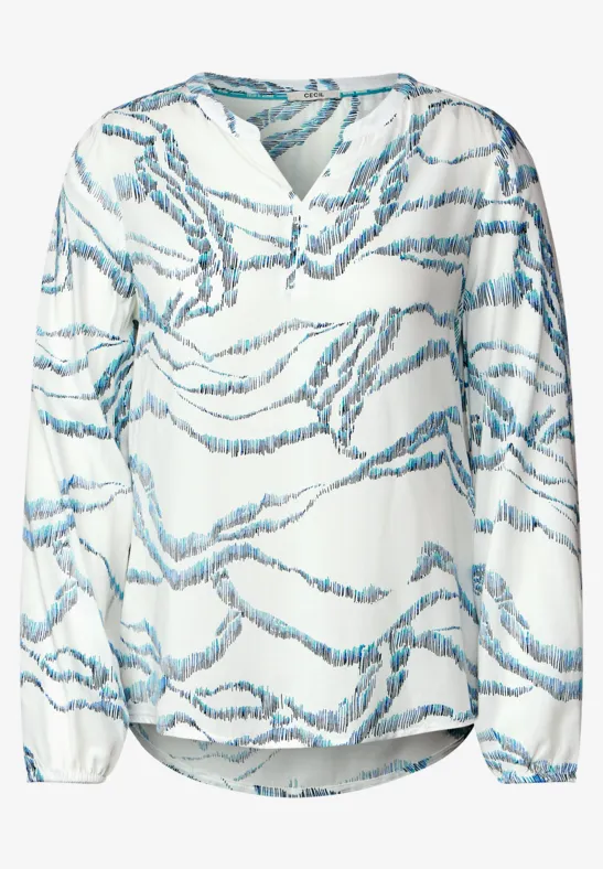 Multicolour viscose blouse. vanilla white