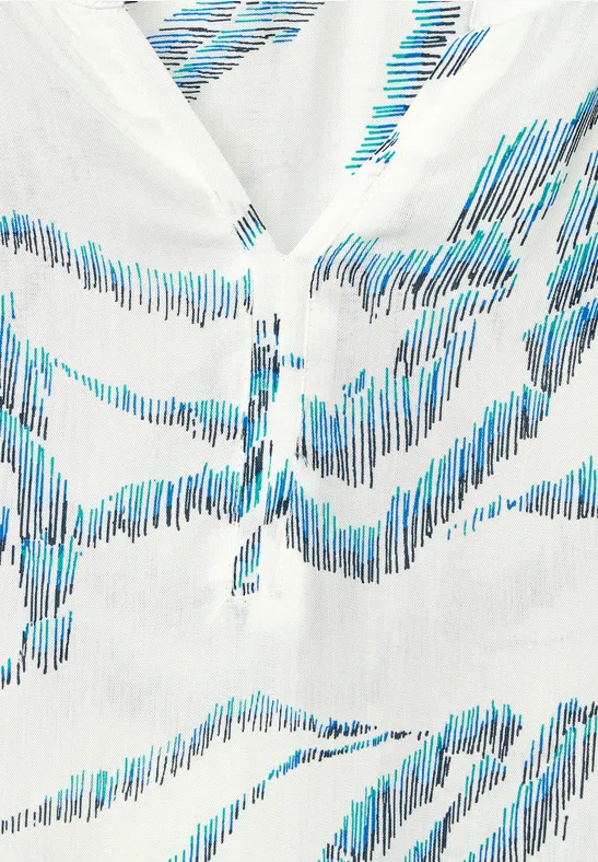 Multicolour viscose blouse. vanilla white