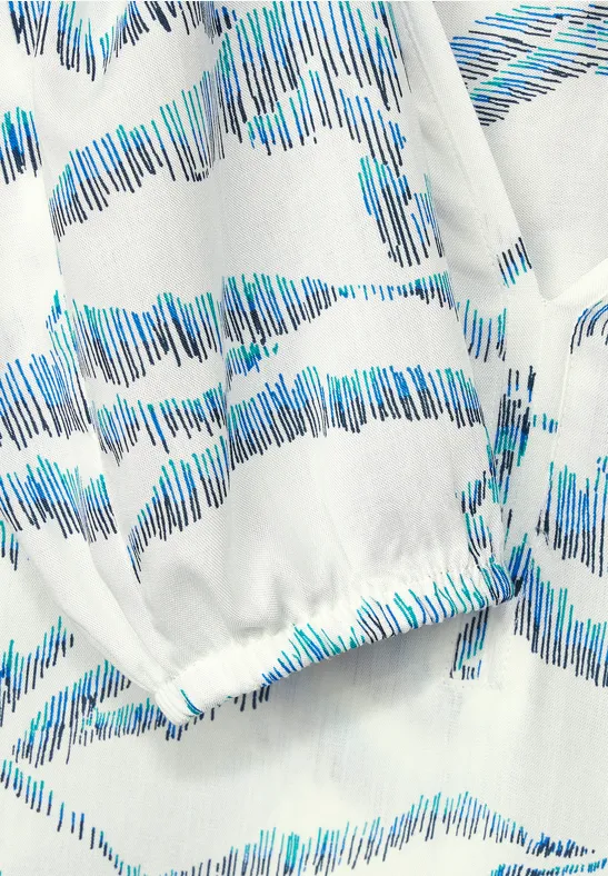 Multicolour viscose blouse. vanilla white
