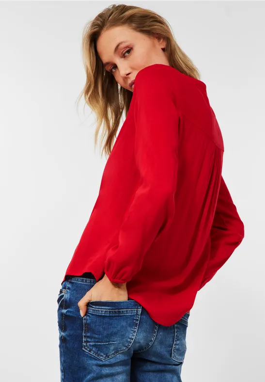 Blouse van viscose strong red