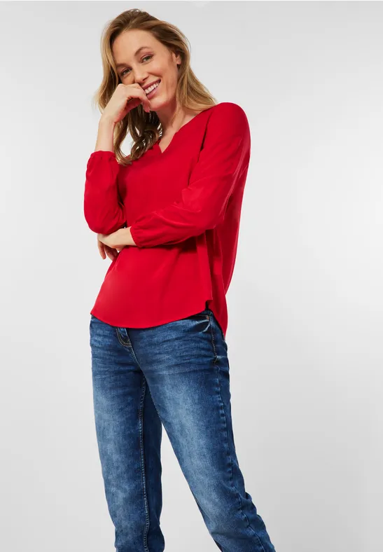 Blouse van viscose strong red