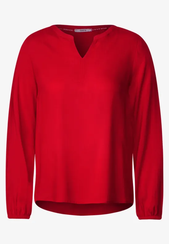 Blouse van viscose strong red