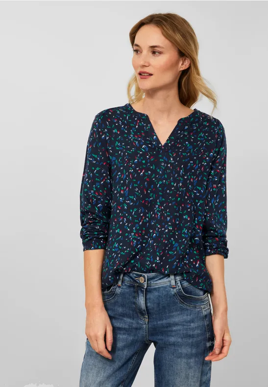 Blouse met onopvallend patroon deep blue