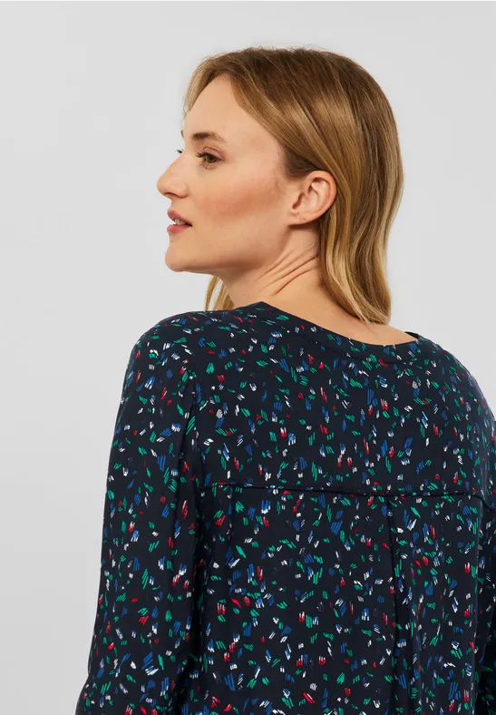 Blouse met onopvallend patroon deep blue