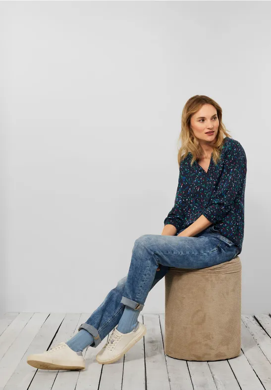 Blouse met onopvallend patroon deep blue