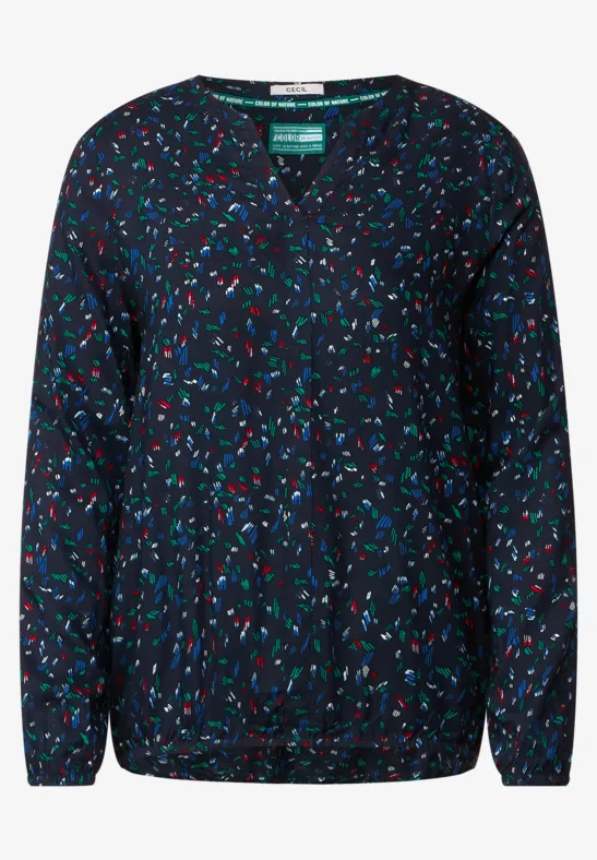 Blouse met onopvallend patroon deep blue