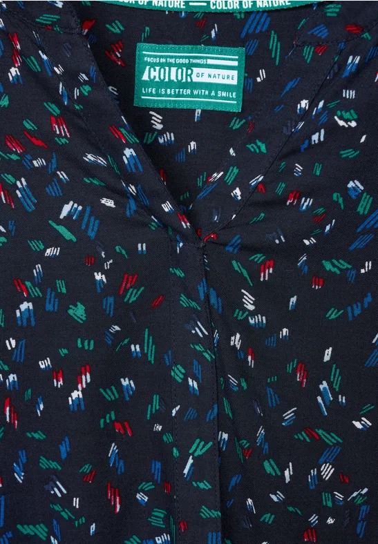 Blouse met onopvallend patroon deep blue