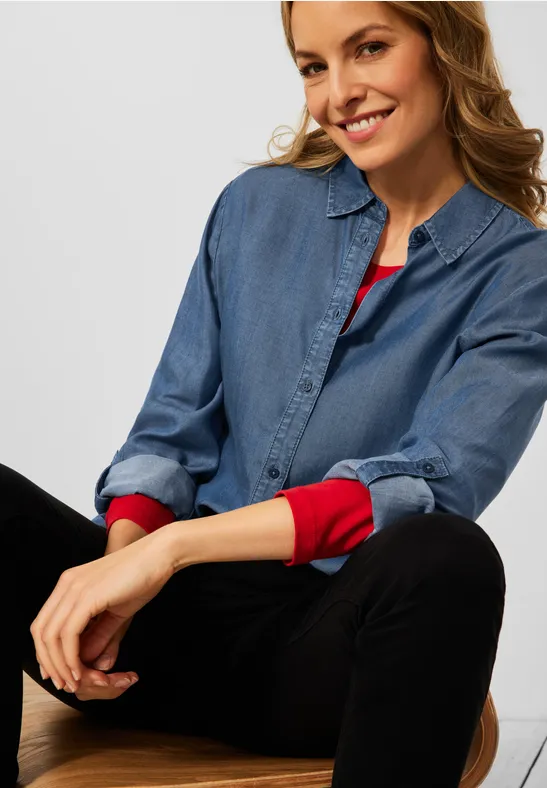 Chemisier en lyocell mid blue wash