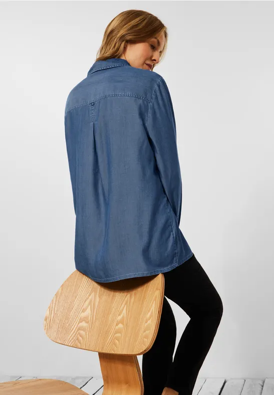 Chemisier en lyocell mid blue wash