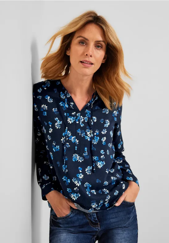 Blouse met print deep blue