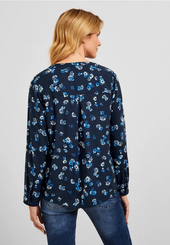 Blouse met print deep blue