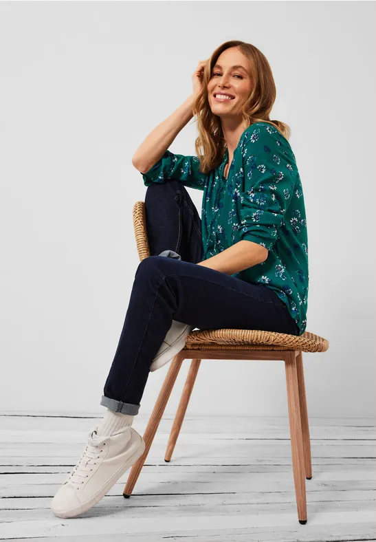 Blouse met print smaragd green