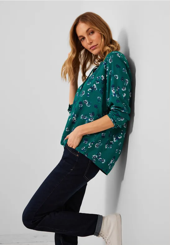 Blouse met print smaragd green