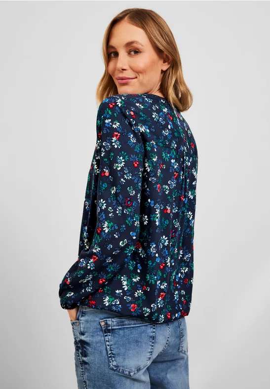 Blouse met bloemenprint deep blue