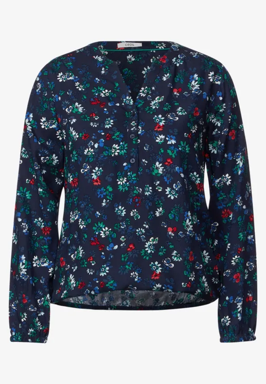 Blouse met bloemenprint deep blue
