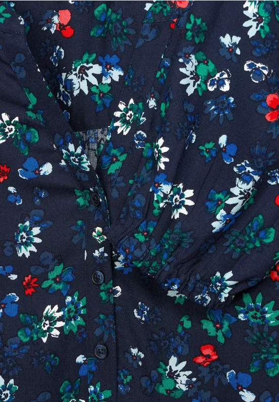 Blouse met bloemenprint deep blue