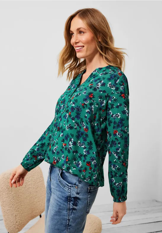 Blumenprint Bluse smaragd green