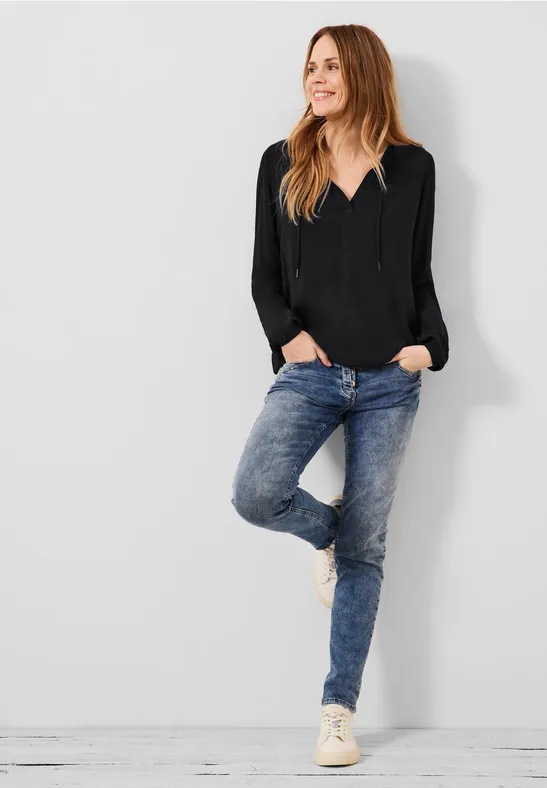 Materialmix Bluse Black